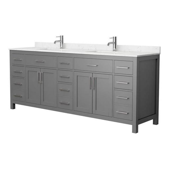 Wyndham Collection Beckett 84" Freestanding Double Bathroom Vanity with Cultured Marble Top