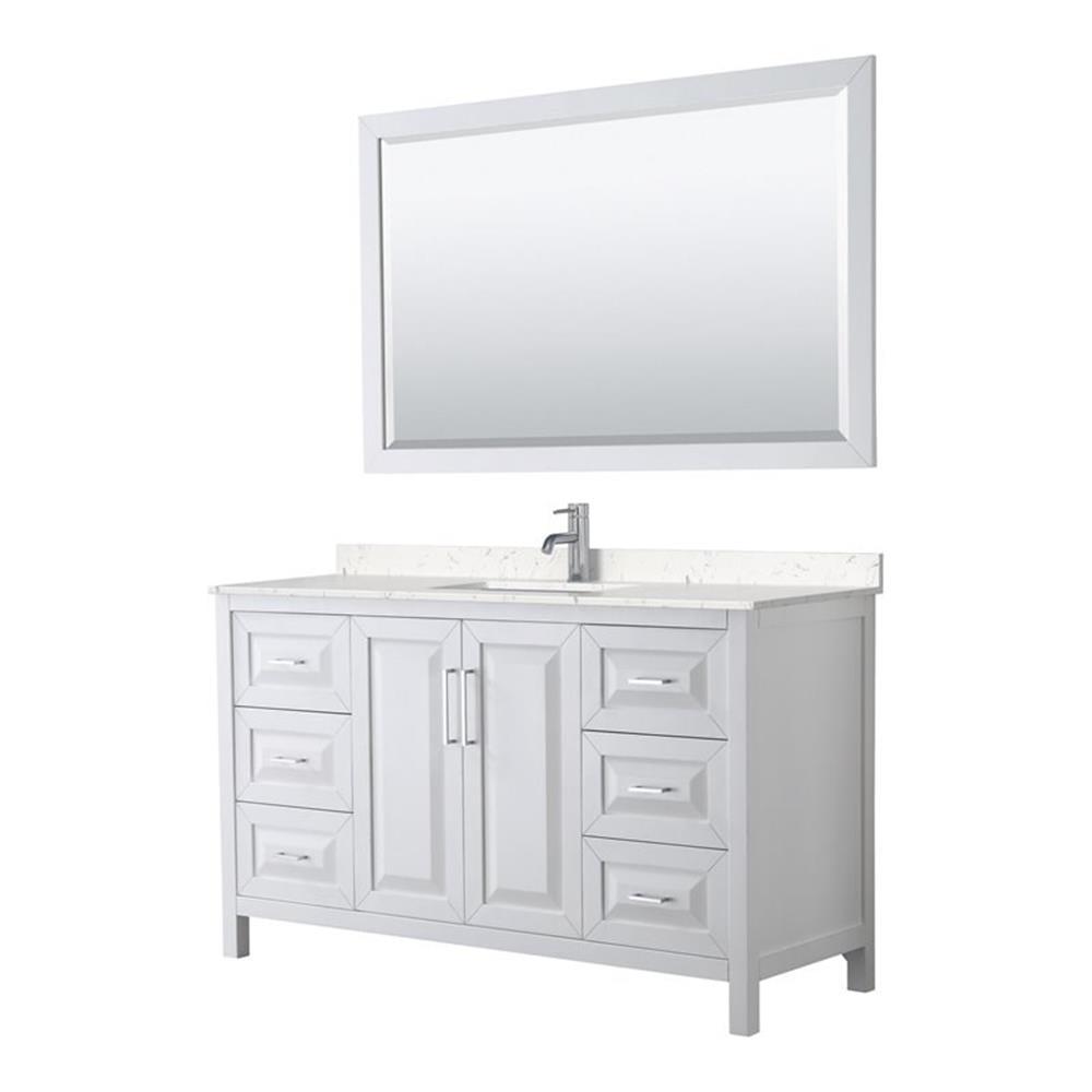 Wyndham Collection Daria 60'' Single Bathroom Vanity with Marble Top with Mirror