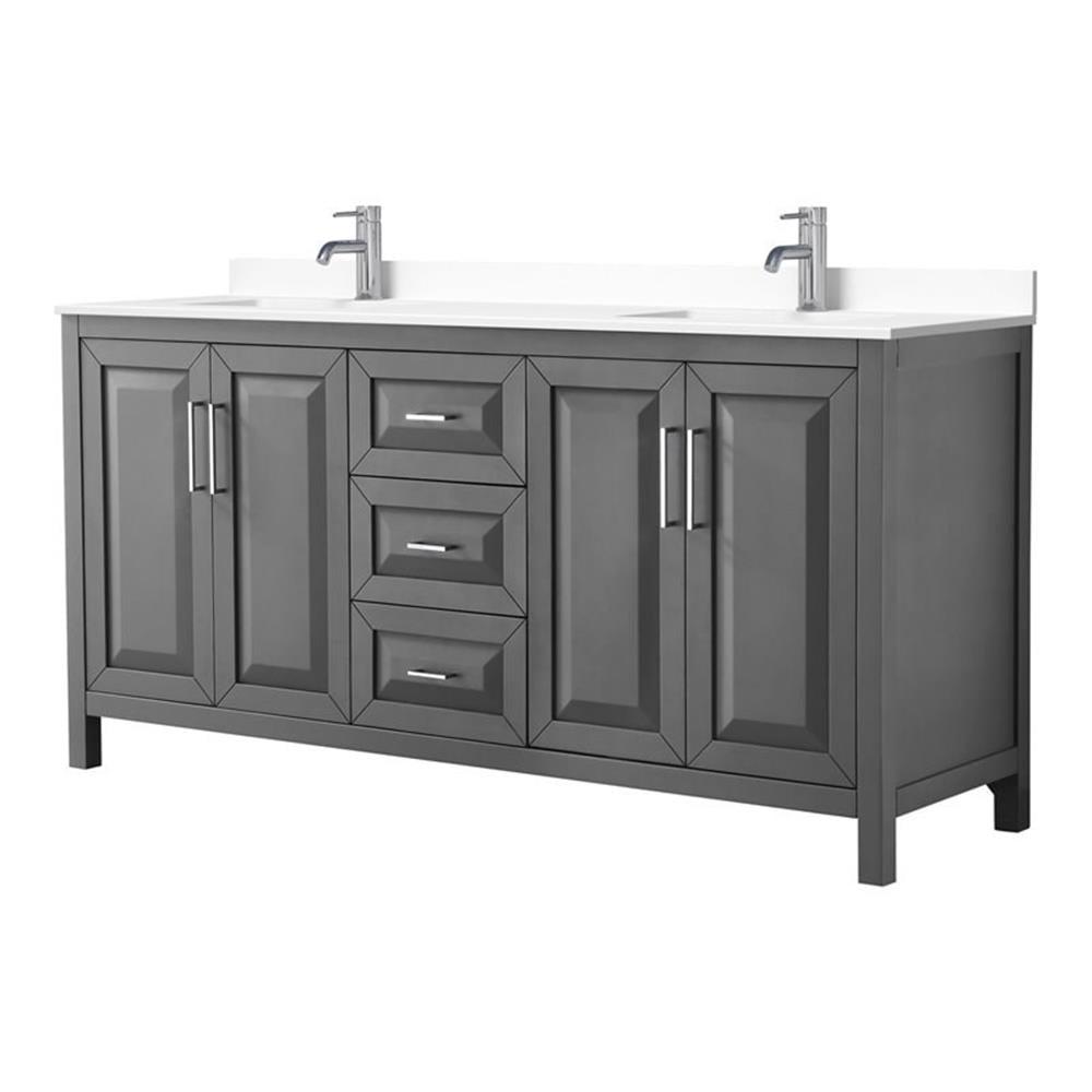 Wyndham Collection Daria 72'' Double Bathroom Vanity with Carrara Marble Top