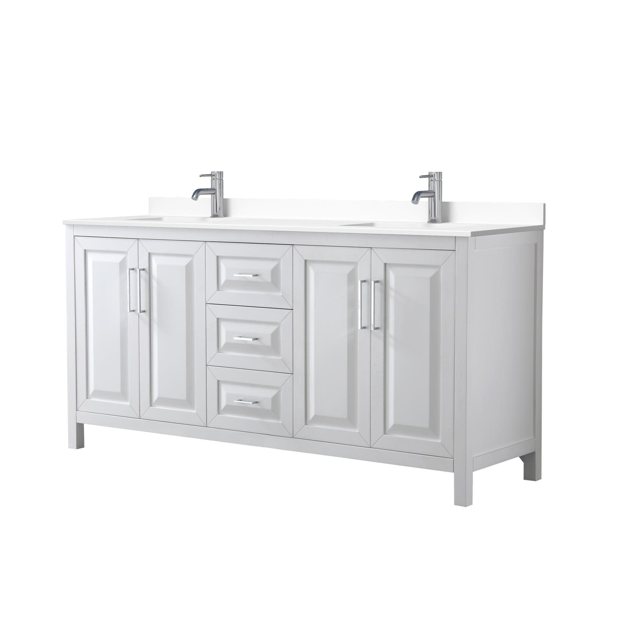 Wyndham Collection Daria 72'' Double Bathroom Vanity with Carrara Marble Top