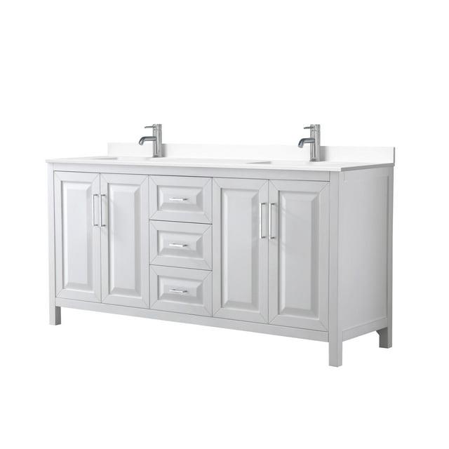 Wyndham Collection Daria 72'' Double Bathroom Vanity with Carrara Marble Top