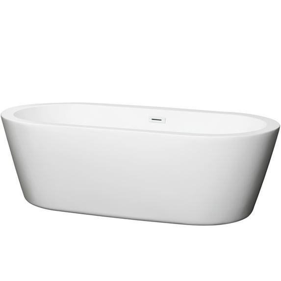 Wyndham Collection Mermaid 71'' x 33.5'' Freestanding Soaking Acrylic Bathtub WCOBT100371SWTRIM