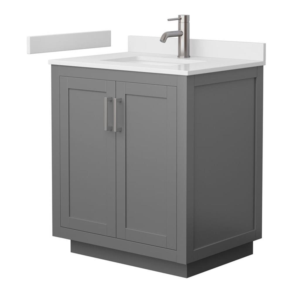 Wyndham Collection Miranda 30" Freestanding Single Bathroom Vanity with Cultured Marble Top