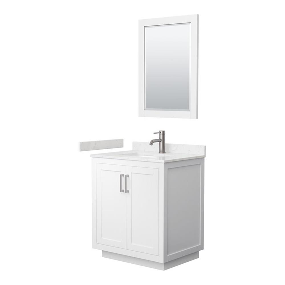 Miranda 30'' White Single Freestanding Bathroom Vanity with Carrara Marble Top