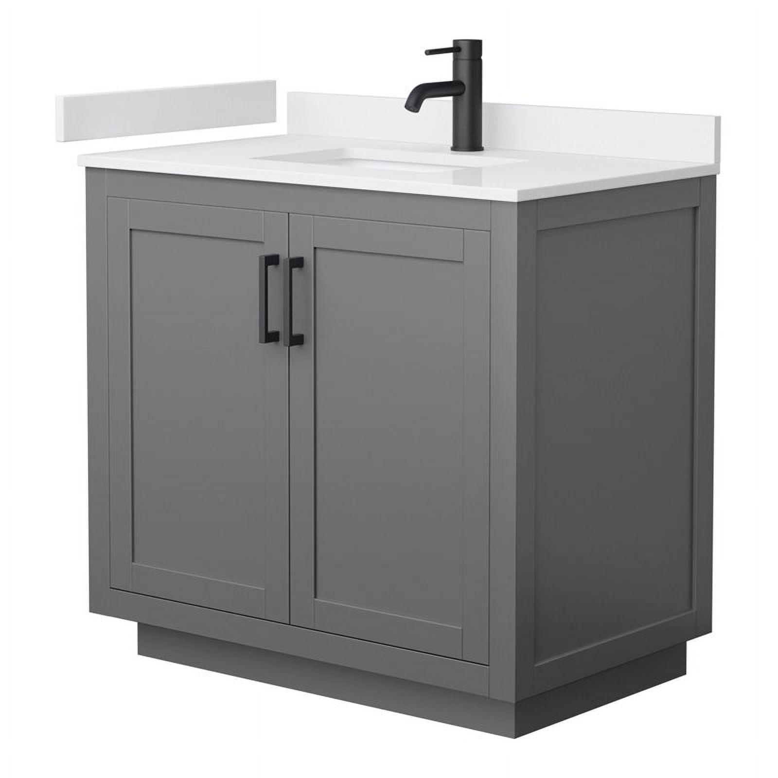 Miranda 36" Gray Freestanding Bathroom Vanity with Marble Top