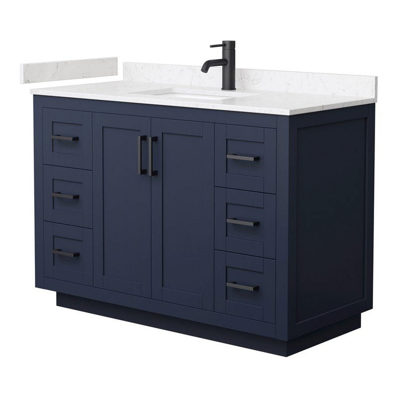 Miranda 48" Blue/Black Marble & Wood Single Bathroom Vanity