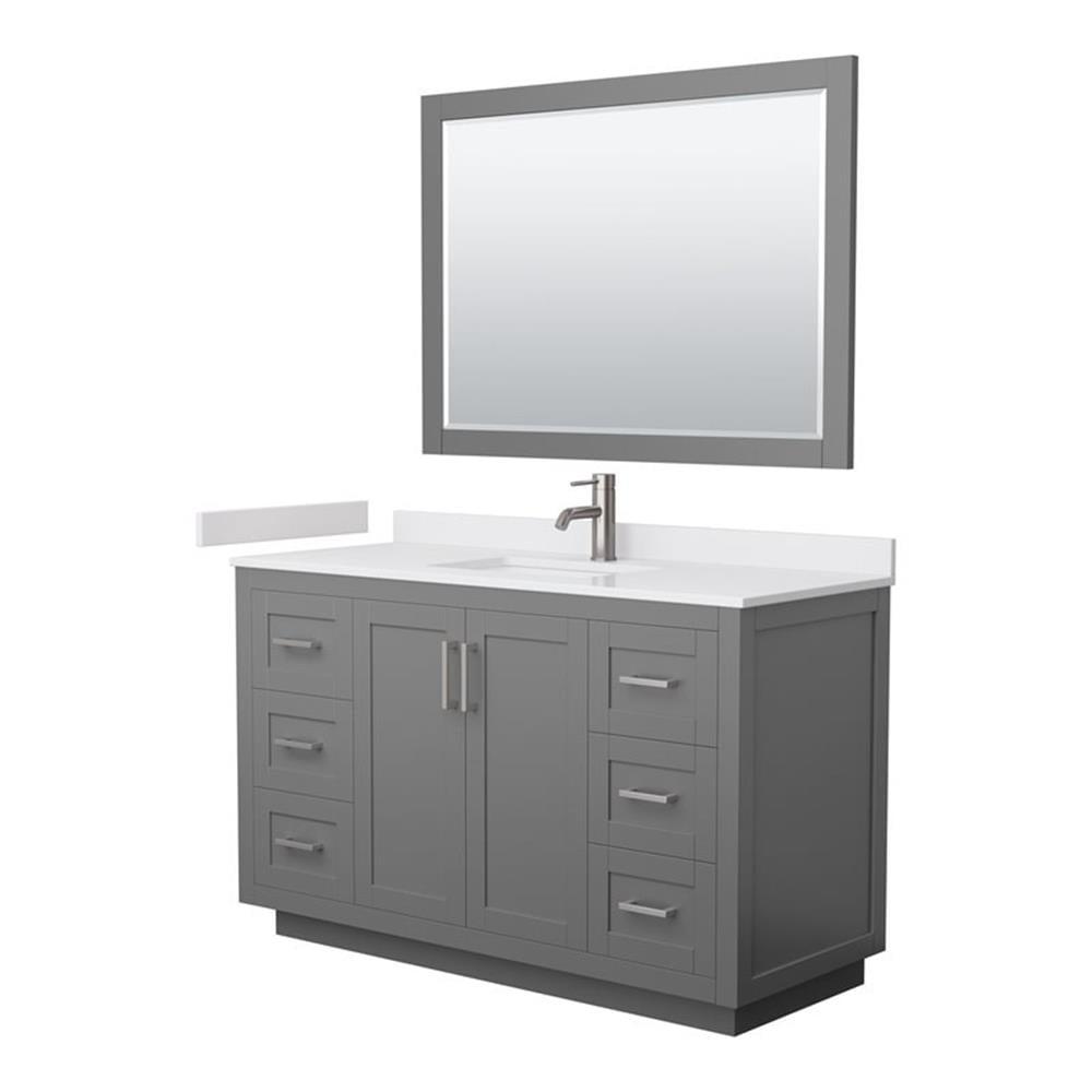 Miranda 54" Freestanding Single Bathroom Vanity with Cultured Marble Top with 46" Mirror