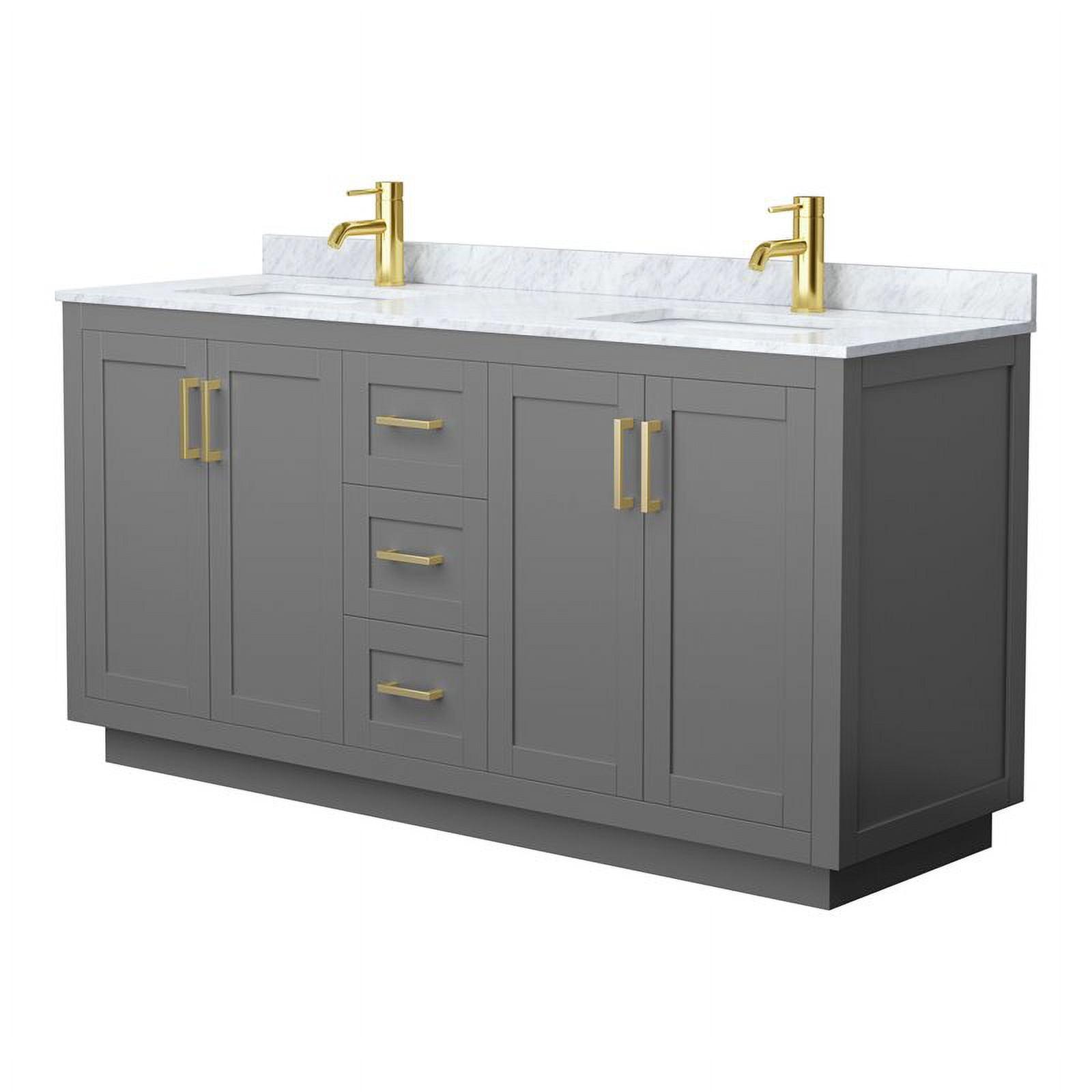 Wyndham Collection Miranda 66" Freestanding Double Bathroom Vanity with Marble Top