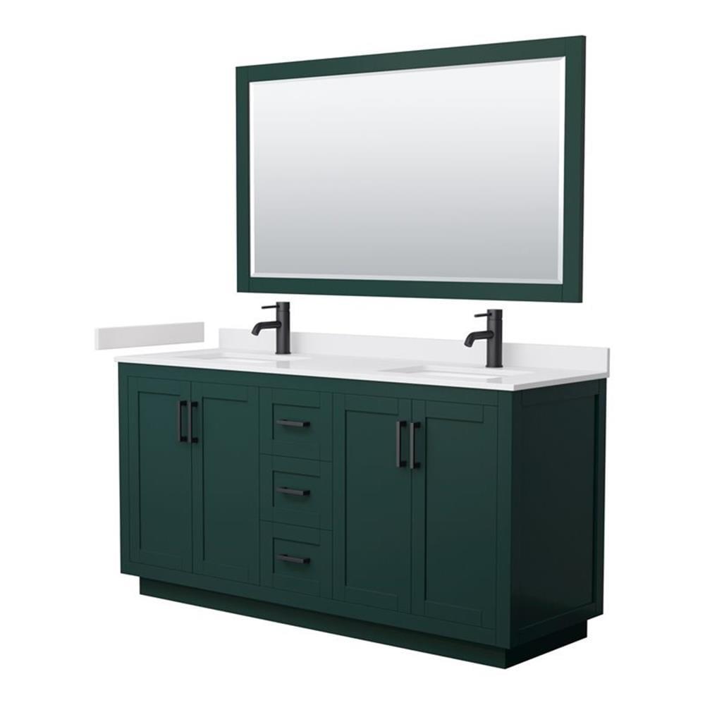 Wyndham Collection Miranda 66" Freestanding Double Bathroom Vanity with Cultured Marble Top with 58" Mirror