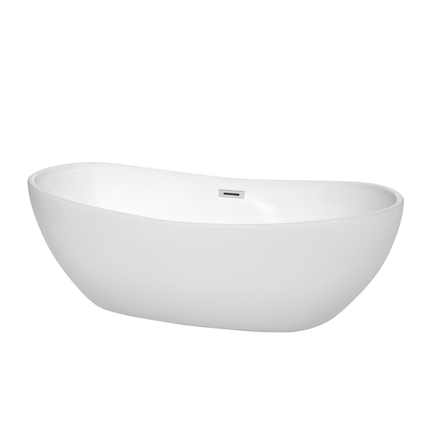 Rebecca 70" White Acrylic Freestanding Bathtub with Chrome Trim