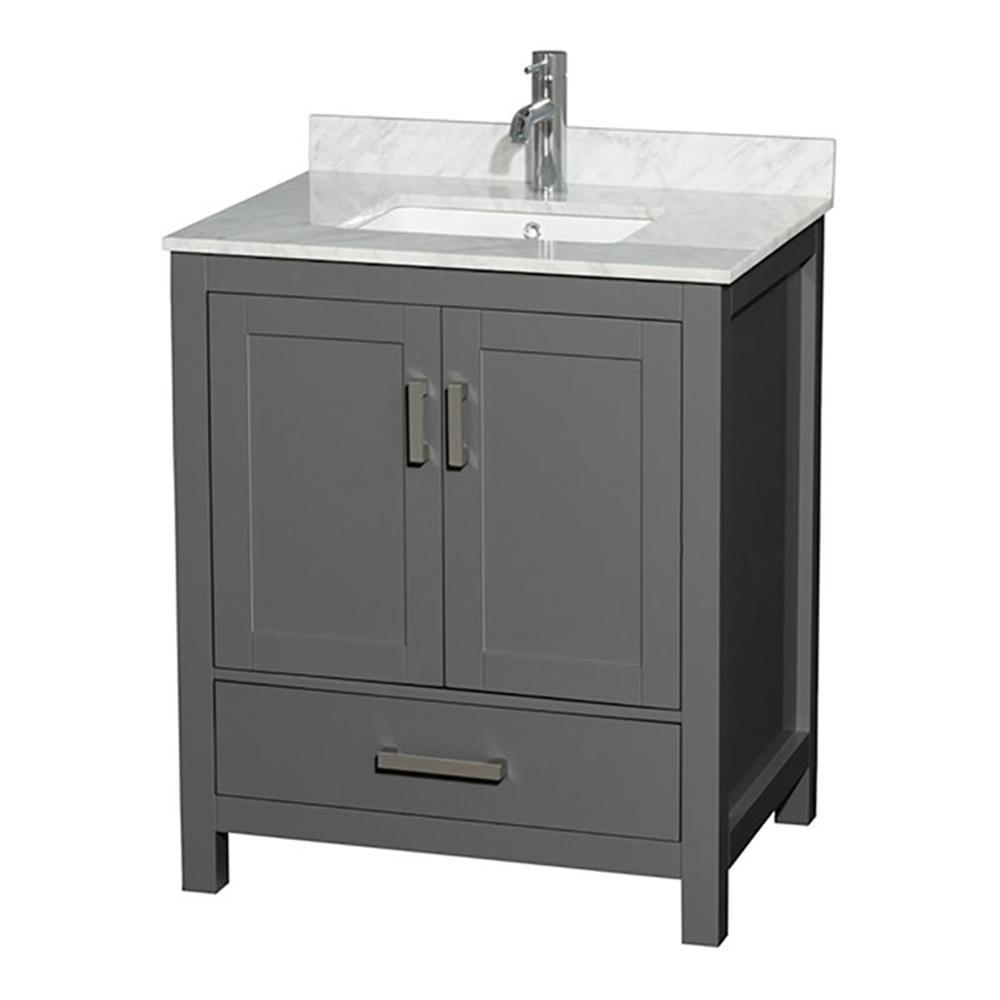 Wyndham Collection Sheffield 30" Solid Wood Single Bathroom Vanity in Dark Gray