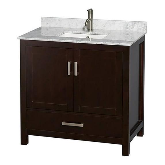 Wyndham Collection Sheffield 36" Freestanding Single Bathroom Vanity with Marble Top