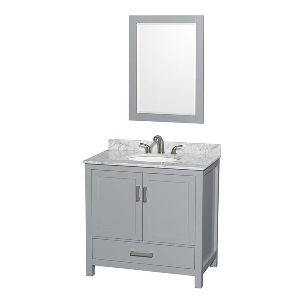 Sheffield 36'' Single Bathroom Vanity with Stone Top with Mirror