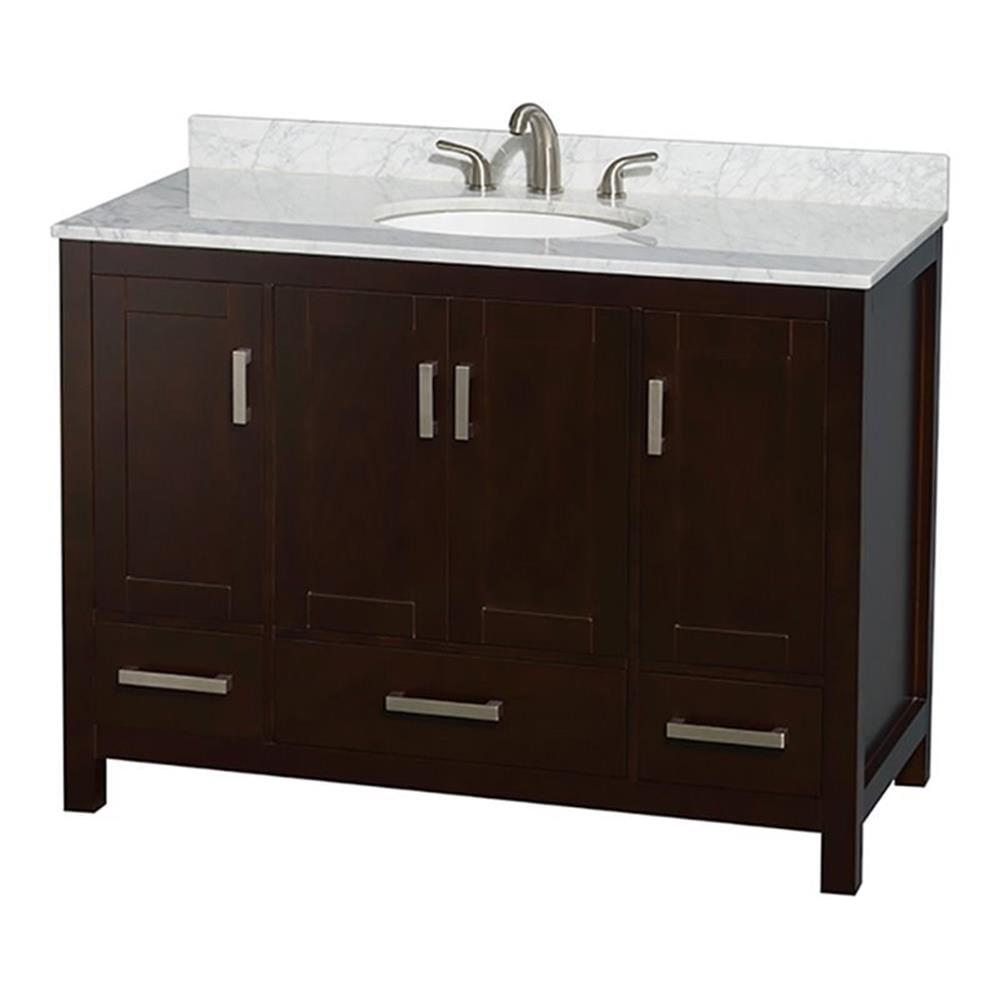 Wyndham Collection Sheffield 48" Freestanding Single Bathroom Vanity with Marble Top