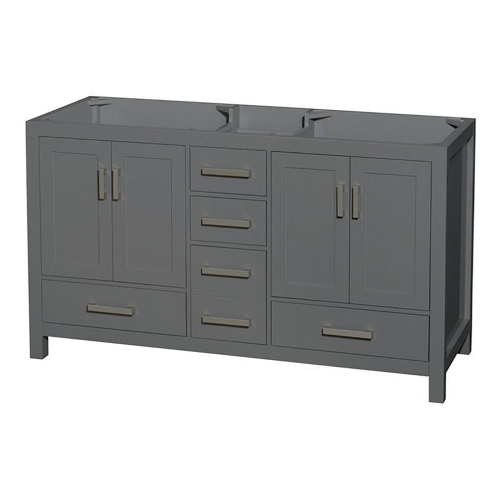 Sheffield 59" Dark Gray Wood Double Bathroom Vanity