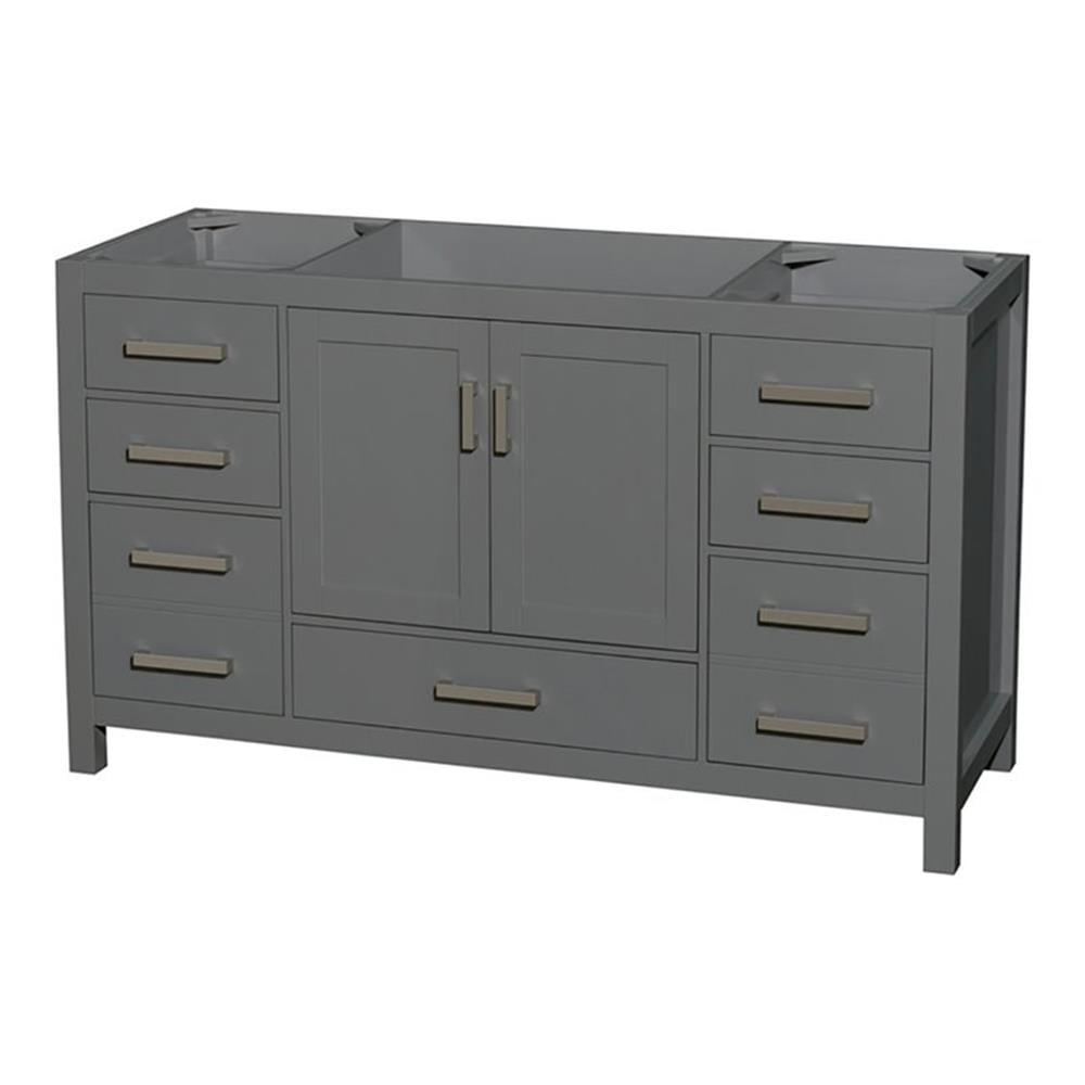 Sheffield 59'' Solid Wood Single Freestanding Vanity in Dark Gray