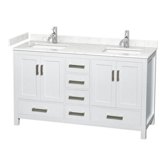 Wyndham Collection Sheffield 60" Freestanding Double Bathroom Vanity with Cultured Marble Top