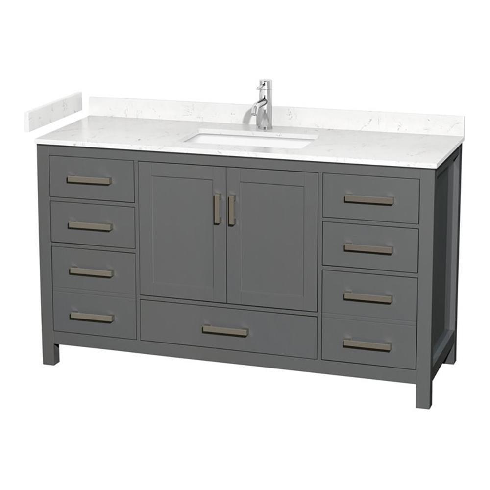 Sheffield 60" Freestanding Single Bathroom Vanity with Cultured Marble Top