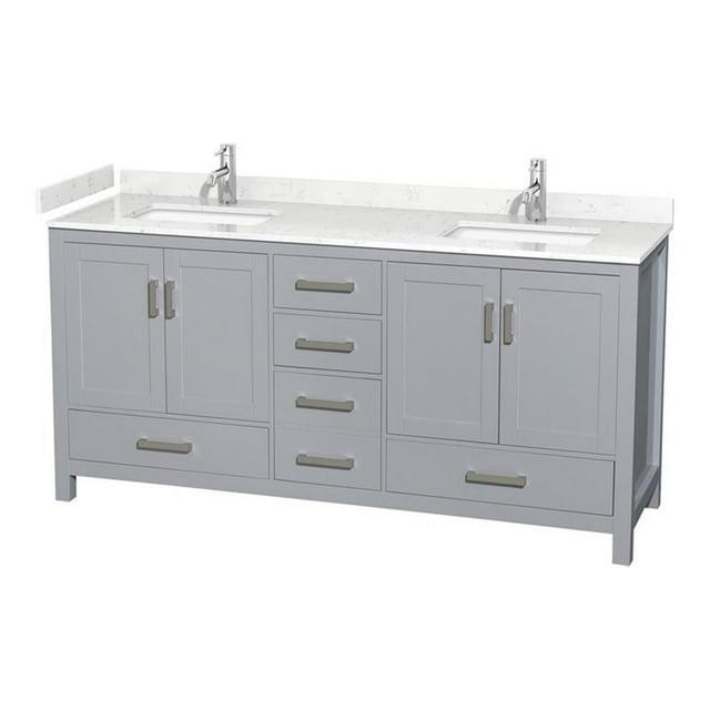 Wyndham Collection Sheffield 72" Freestanding Double Bathroom Vanity with Cultured Marble Top