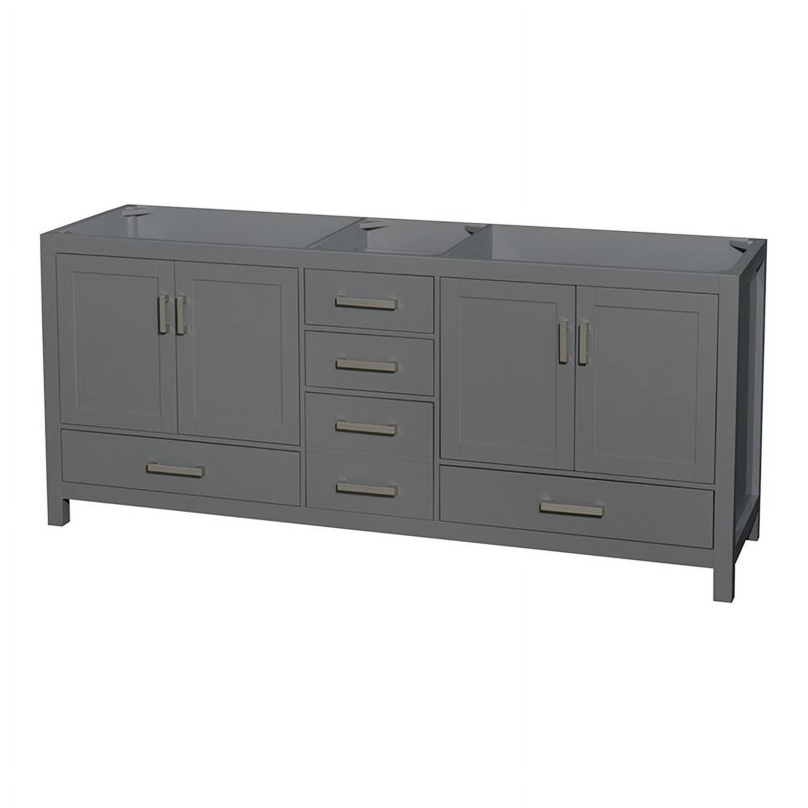 Sheffield 78.5" Dark Gray Solid Wood Double Bathroom Vanity Base