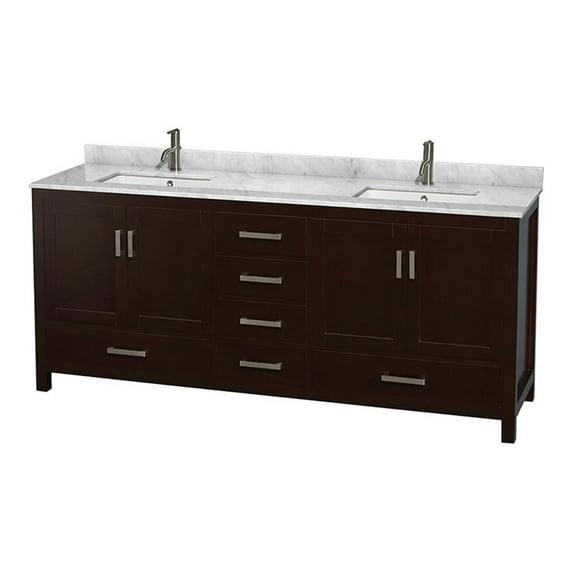 Wyndham Collection Sheffield 80" Freestanding Double Bathroom Vanity with Marble Top