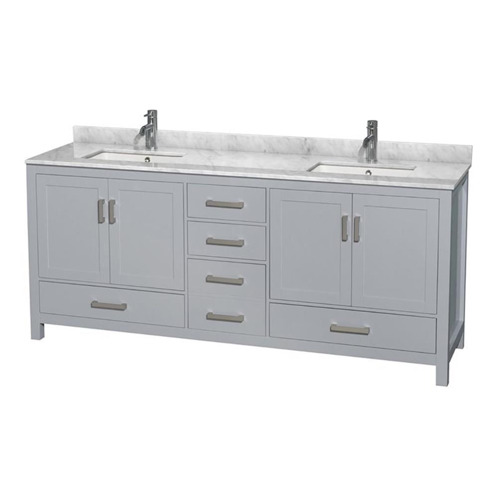 Sheffield 80'' Double Bathroom Vanity with Marble Top