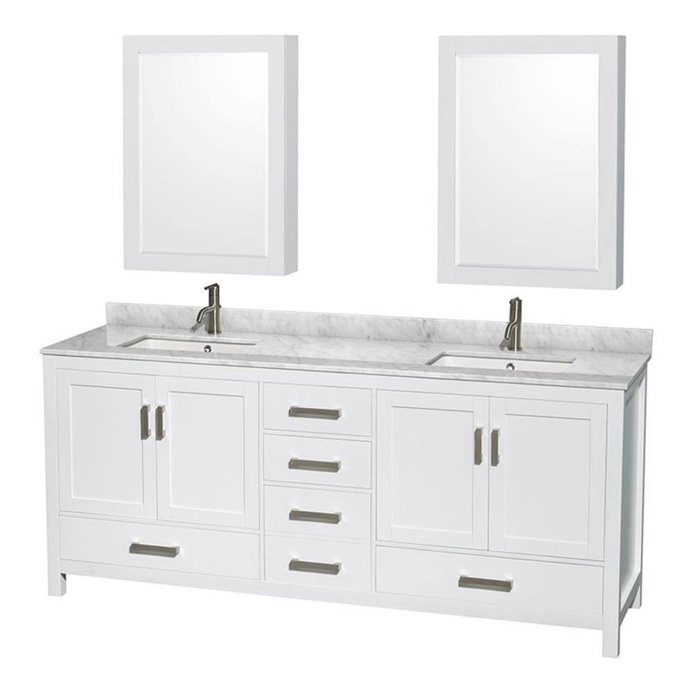 Sheffield 80'' Double Bathroom Vanity with Stone Top with Mirror