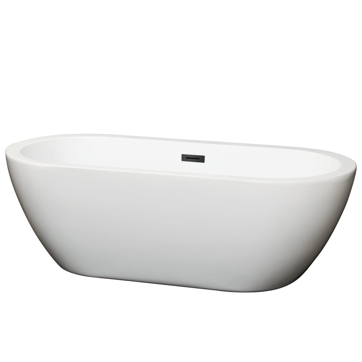 Soho 68 Inch White Acrylic Freestanding Bathtub with Matte Black Trim