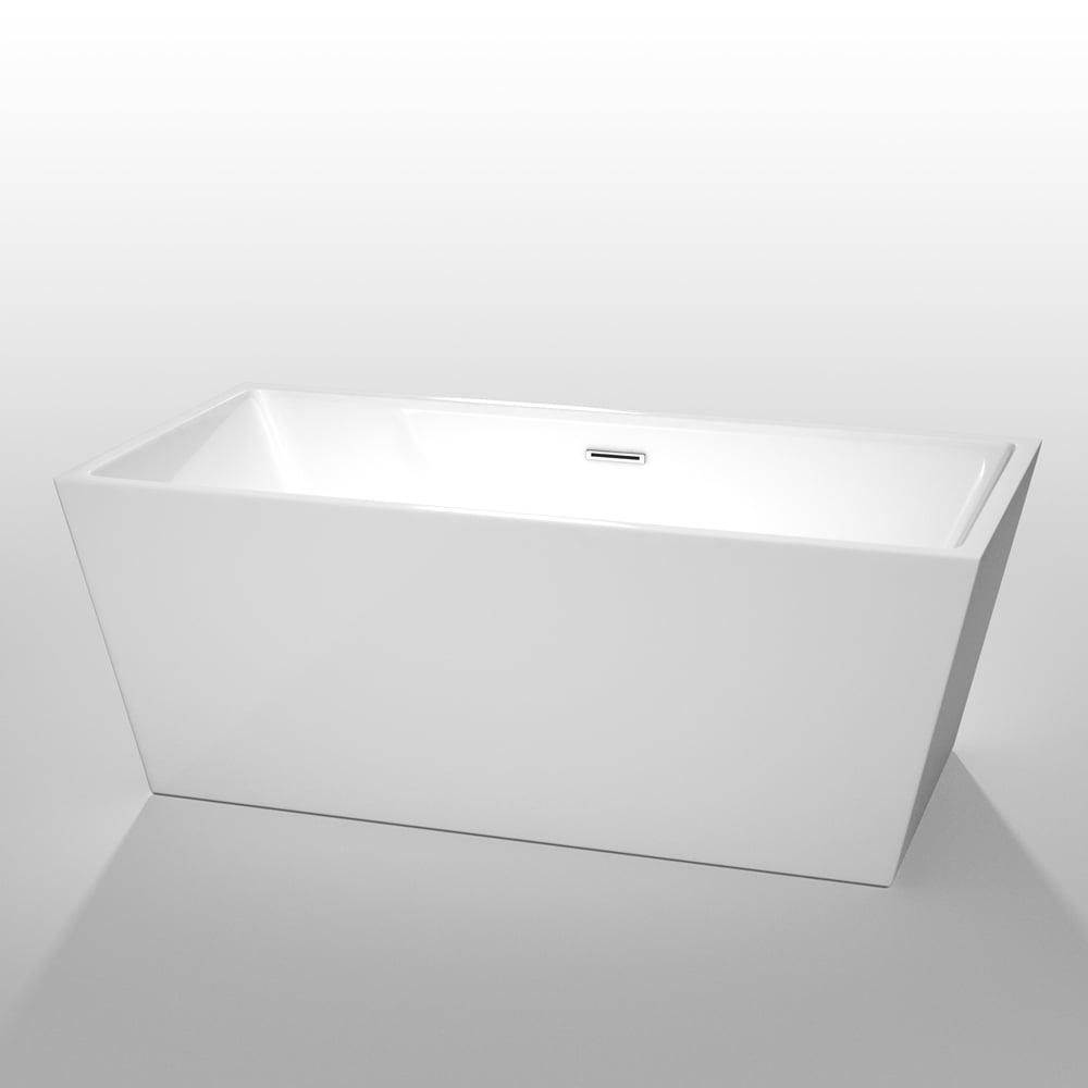 Sara 63'' White Acrylic Soaking Bathtub with Chrome Drain