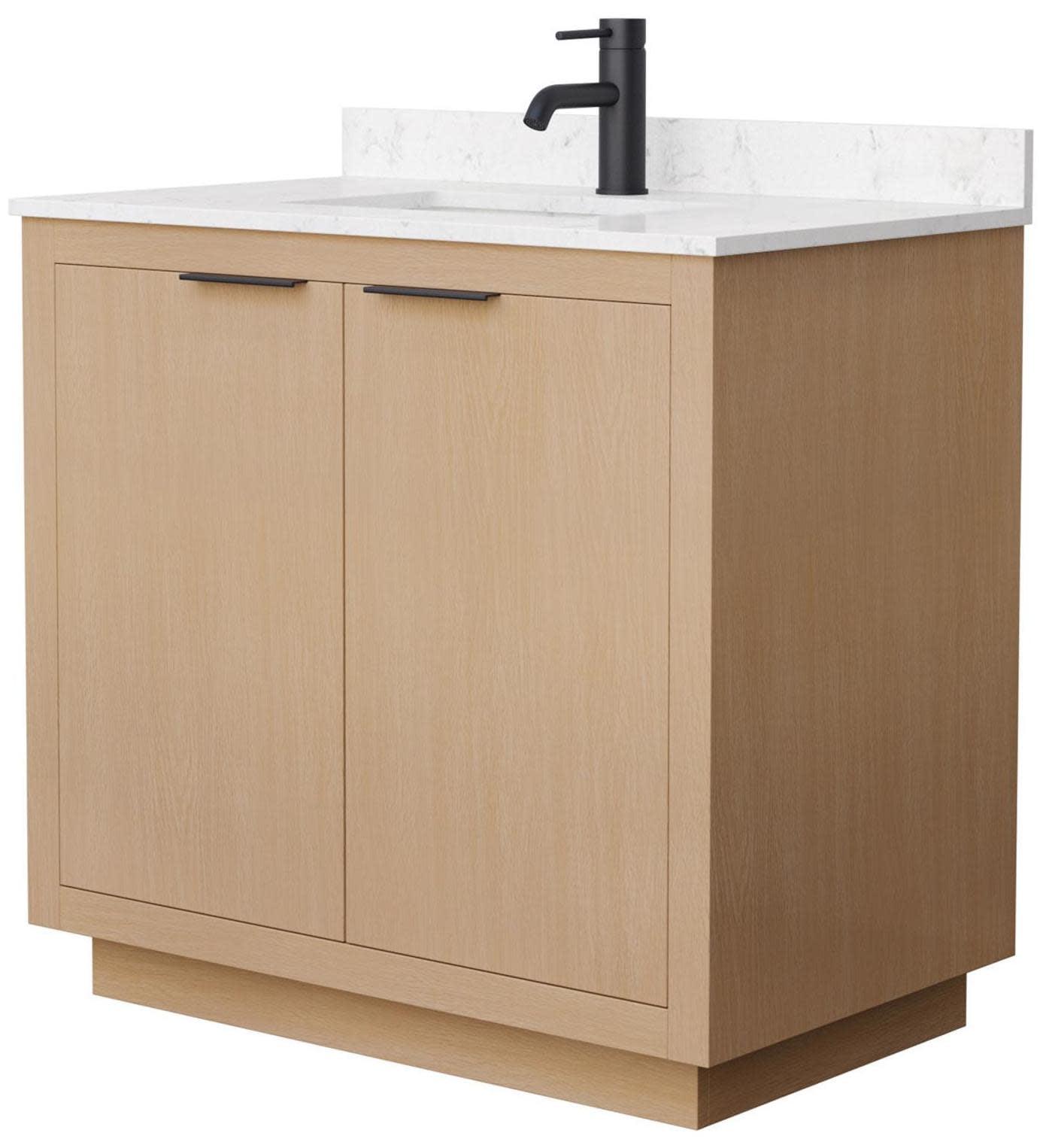 Maroni 36" Light Straw Vanity with Carrara Marble Top