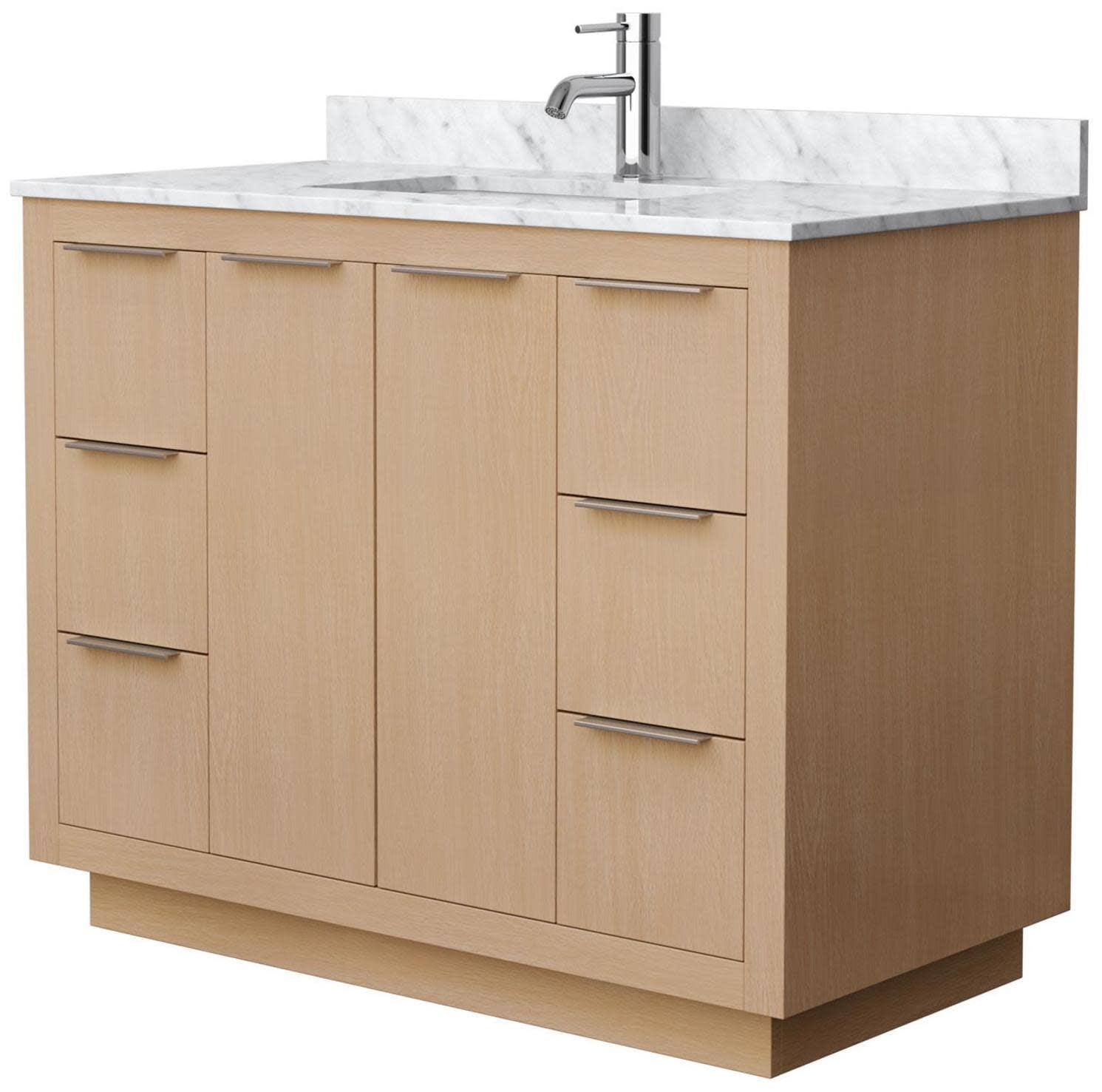 Maroni 42" Light Straw Bathroom Vanity with White Carrara Marble Countertop