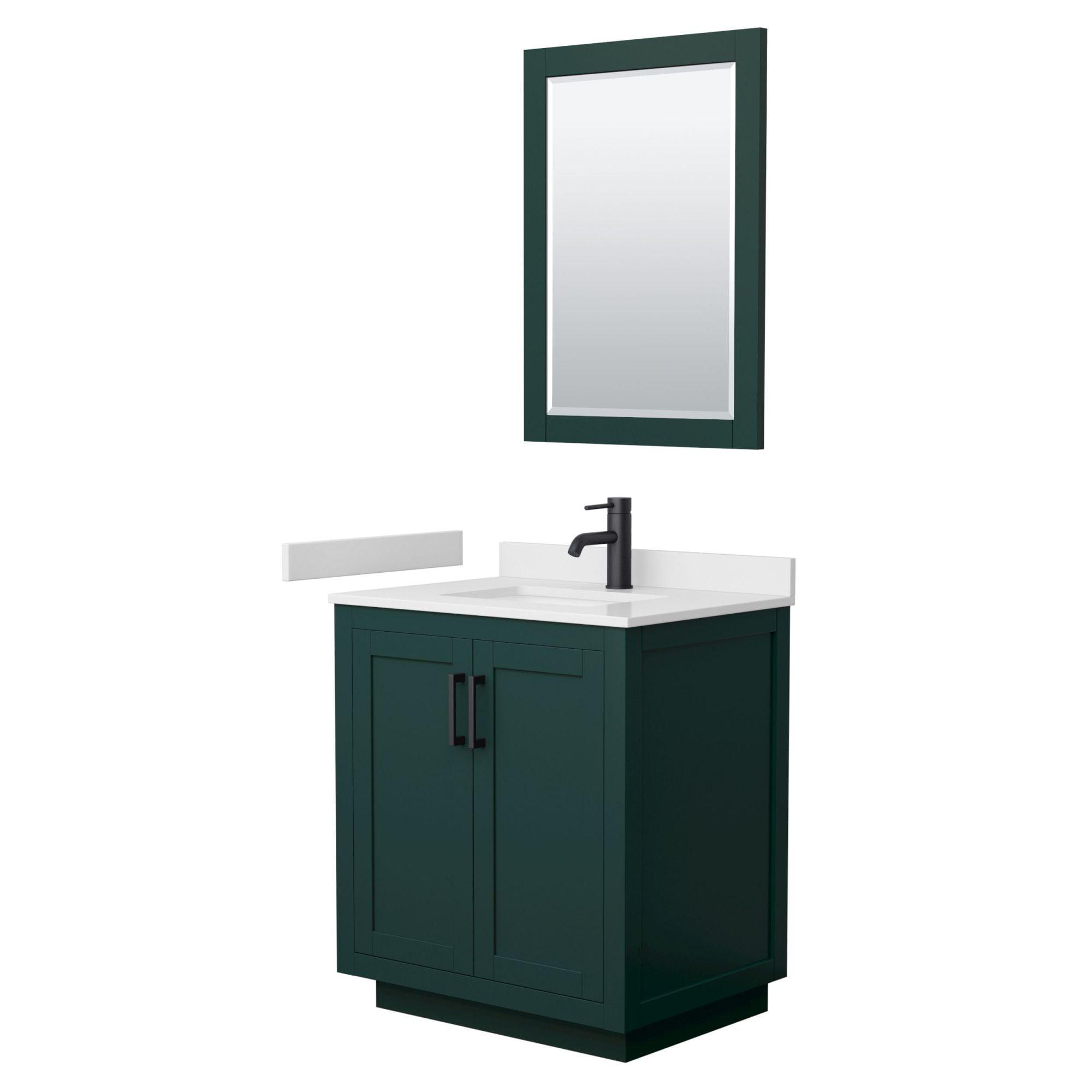 Miranda 30" Green European Shaker Single Bathroom Vanity with Matte Black Trim