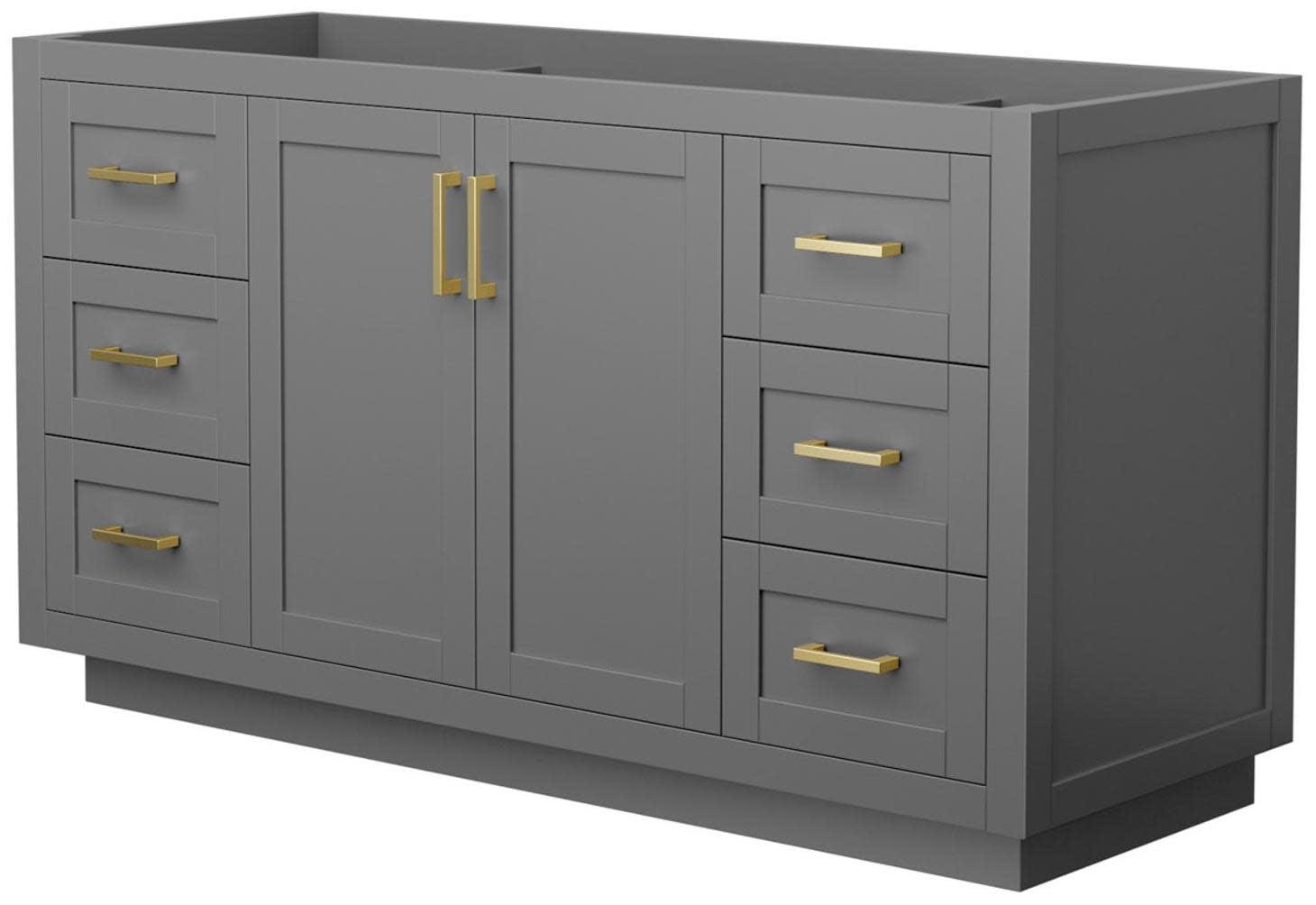 Miranda 60" Dark Gray Freestanding Single Bathroom Vanity with Gold Hardware