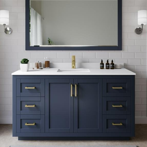 Wyndham Collection Miranda 60" Freestanding Single Bathroom Vanity with Cultured Marble Top with 58" Mirror