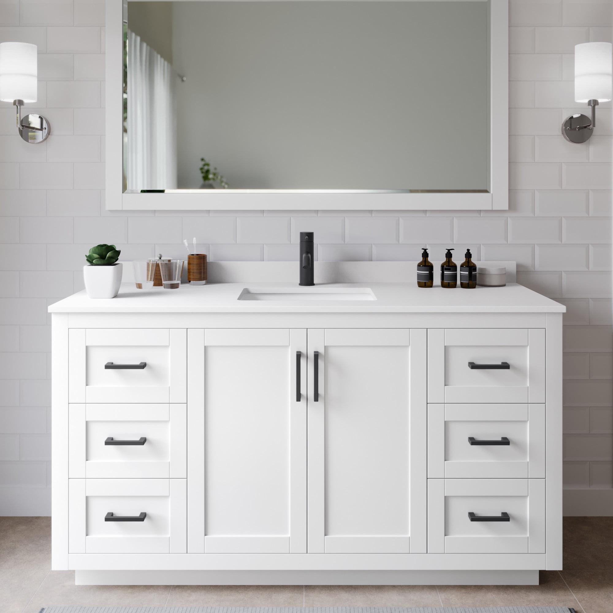 Wyndham Collection Miranda 60" Freestanding Single Bathroom Vanity with Cultured Marble Top with 58" Mirror