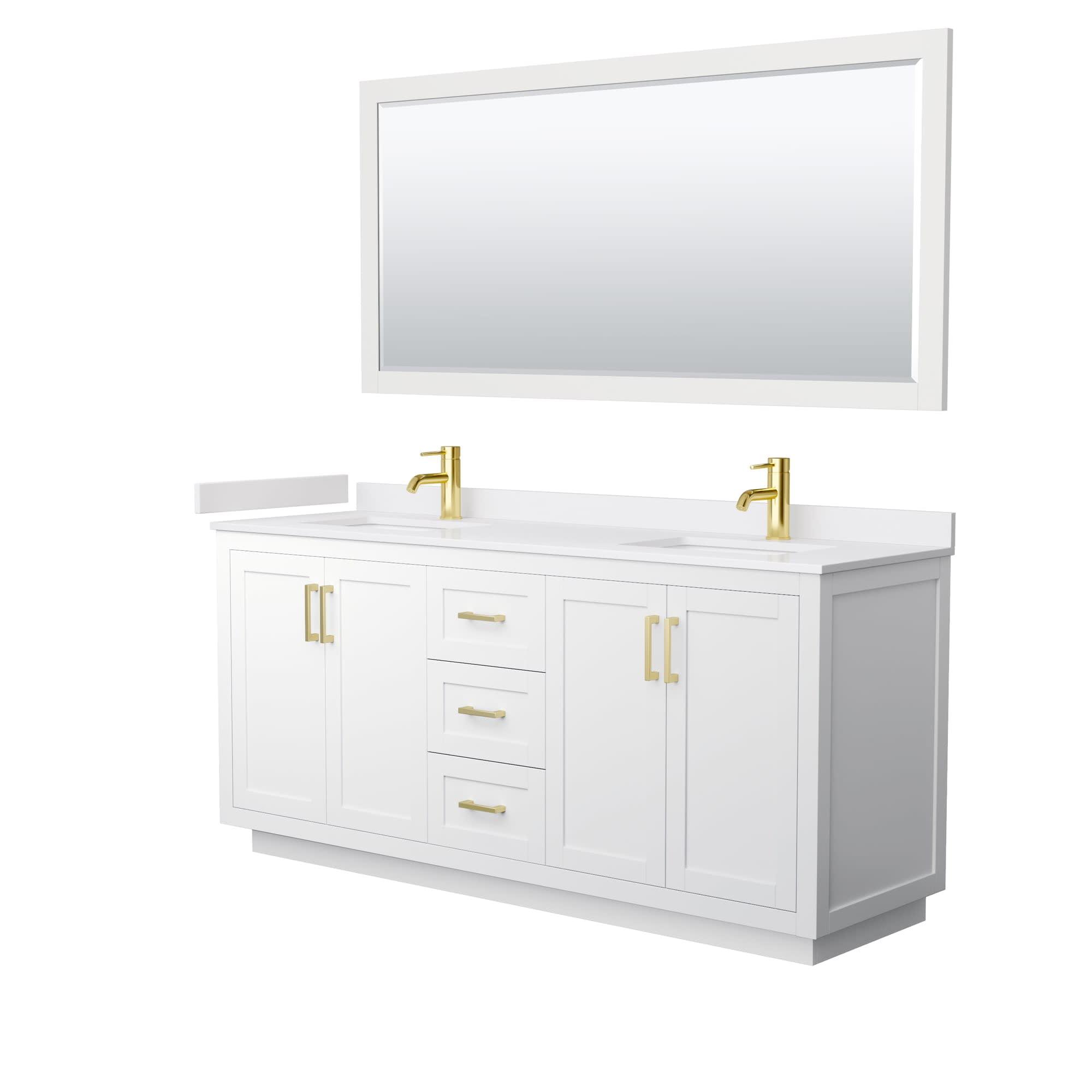 Miranda 72'' Double Bathroom Vanity with Genuine Marble Top with Mirror