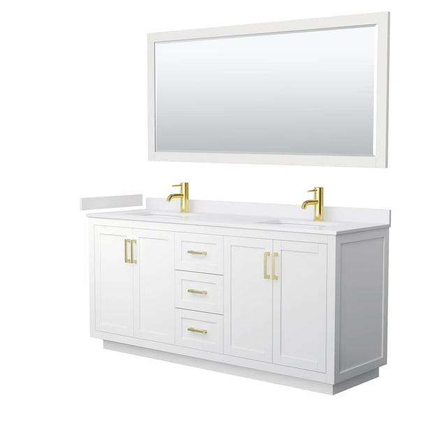 Wyndham Collection Miranda 72" Freestanding Double Bathroom Vanity with Cultured Marble Top with 70" Mirror | Wayfair