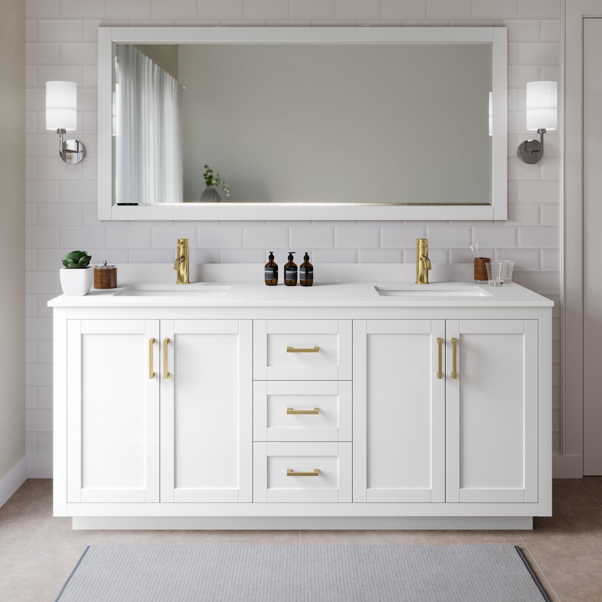 Wyndham Collection Miranda 72" Freestanding Double Bathroom Vanity with Cultured Marble Top with 70" Mirror