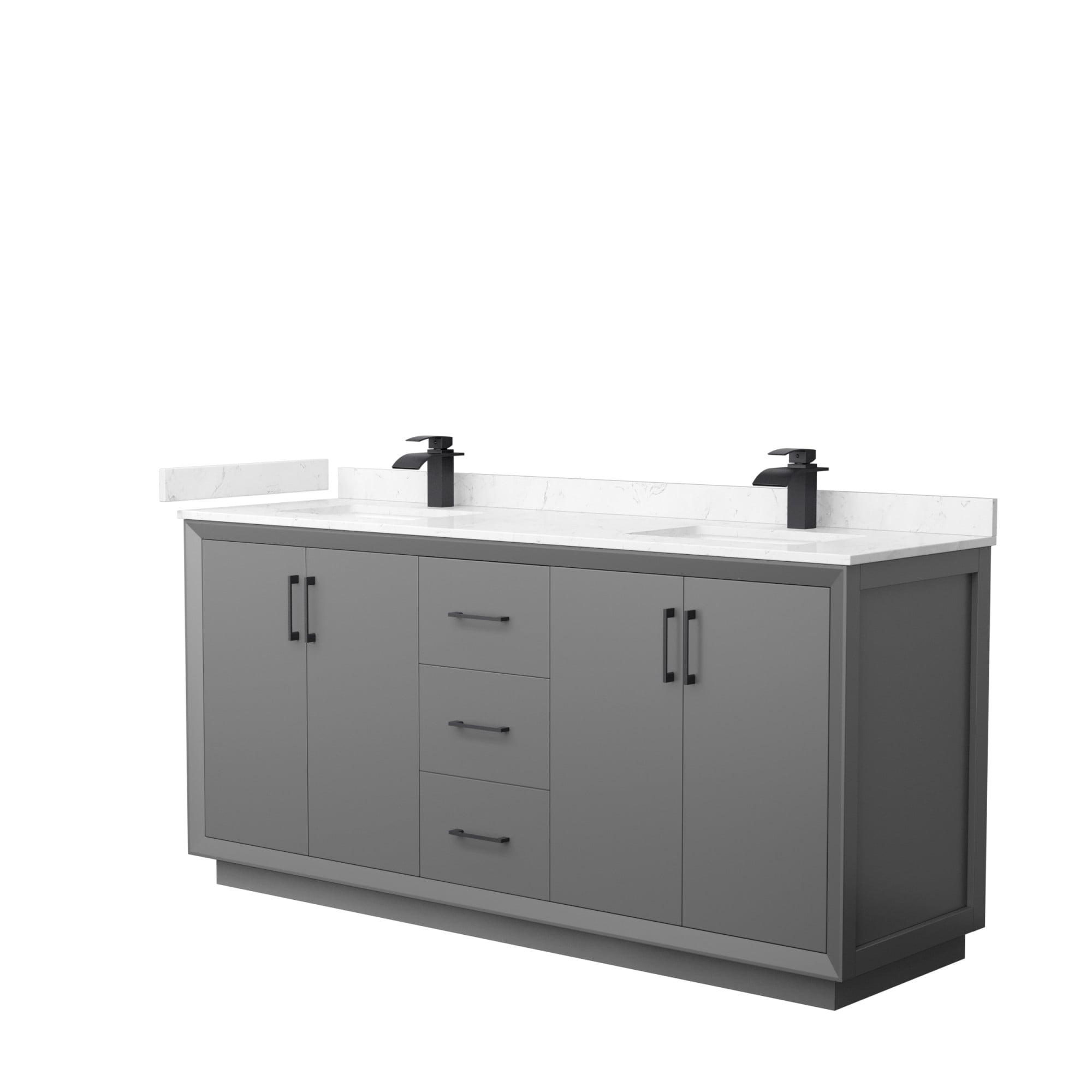 Strada 72'' Dark Gray Double Freestanding Vanity with Cultured Marble Top