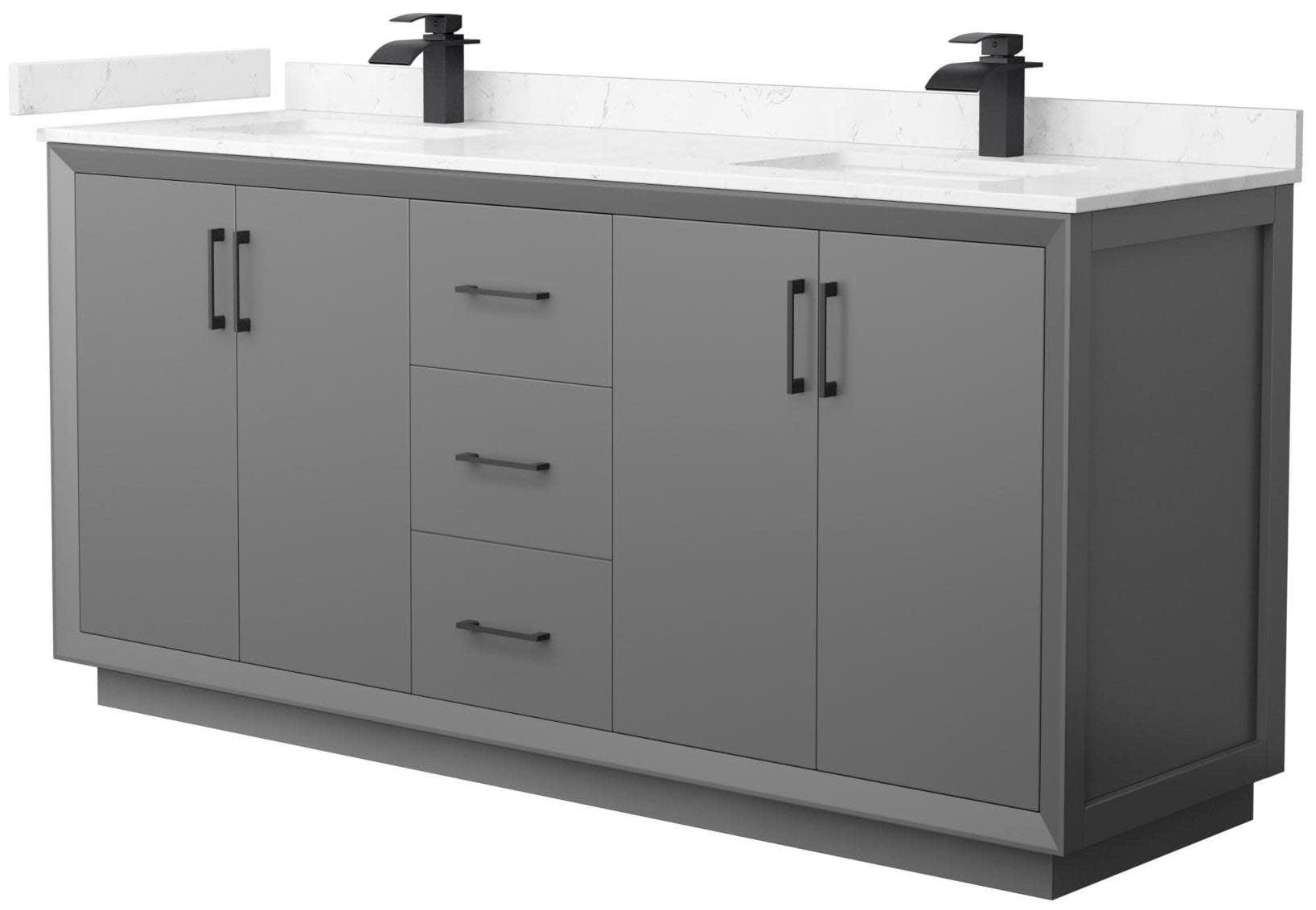 72'' Double Bathroom Vanity with Cultured Marble Top