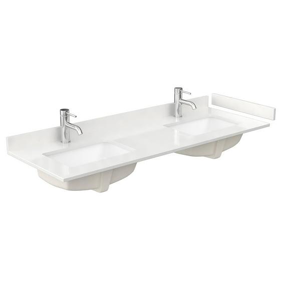 Wyndham Collection 60" Double Countertop with Square Sinks (1-Hole), Backsplash & Sidesplash