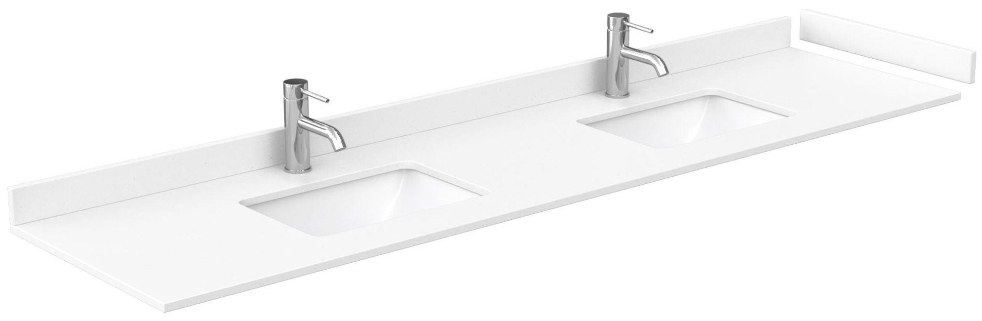 84" White Cultured Marble Double Vanity Top with Sinks