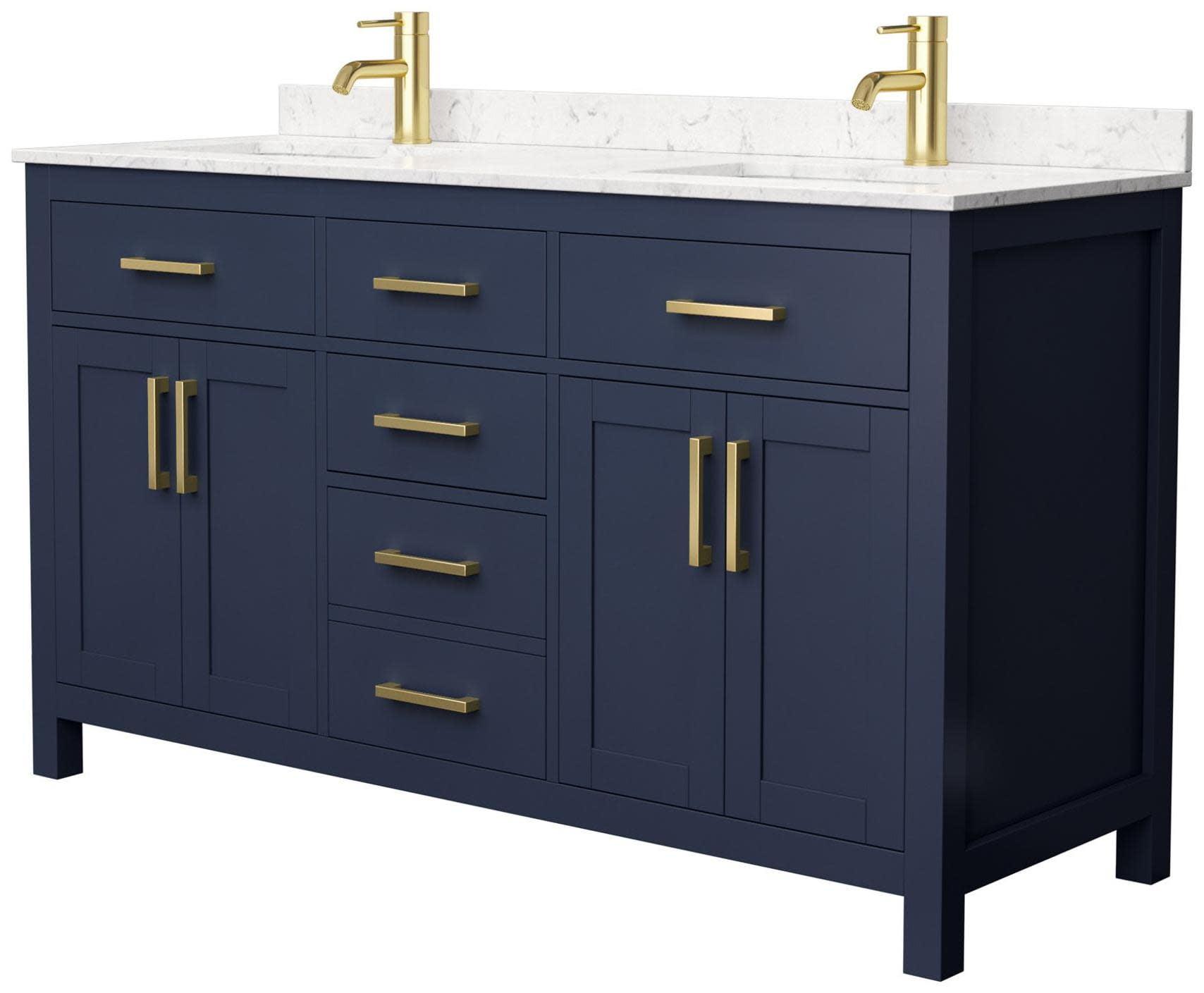 Beckett 60" Freestanding Double Bathroom Vanity with Cultured Marble Top