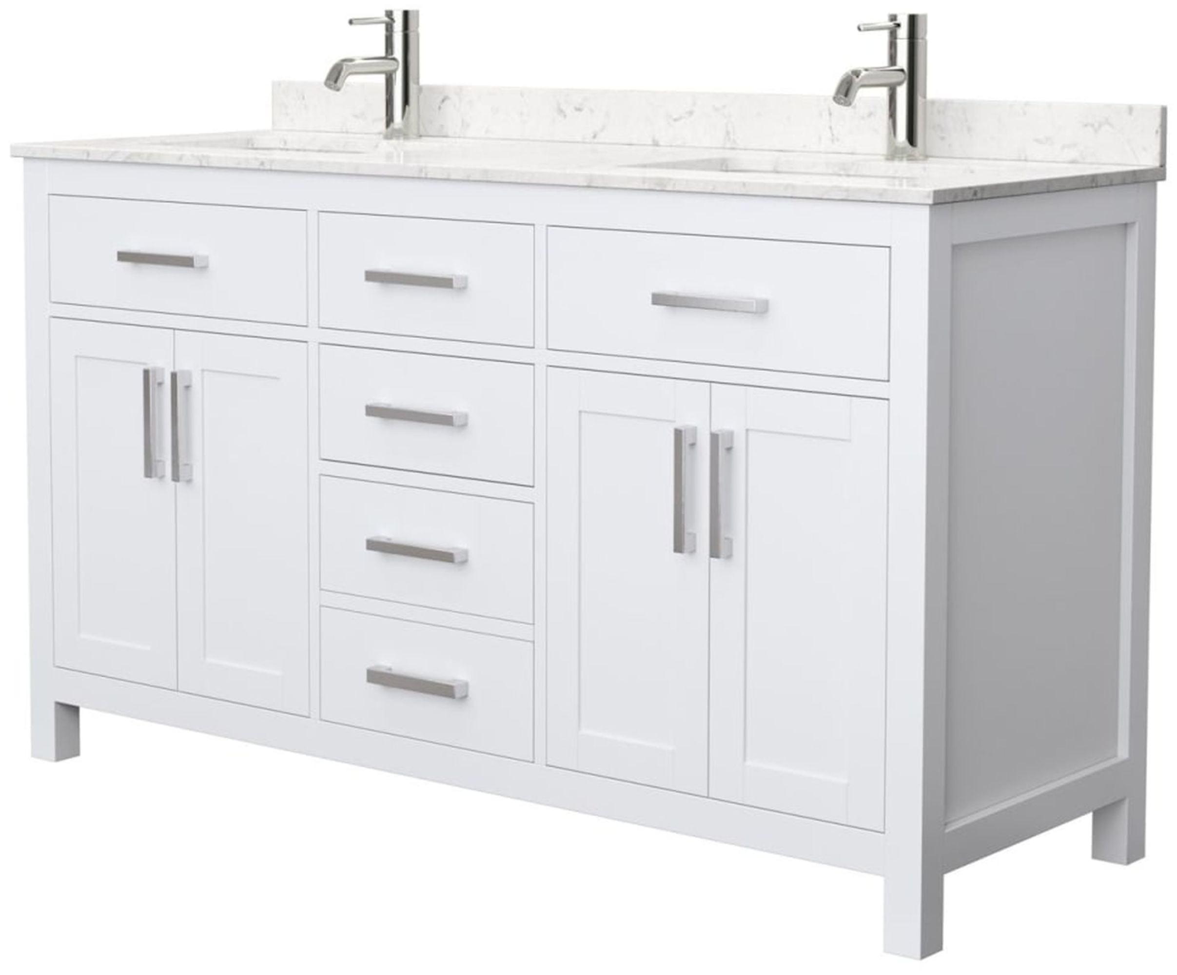 Beckett 60" Freestanding Double Bathroom Vanity with Cultured Marble Top