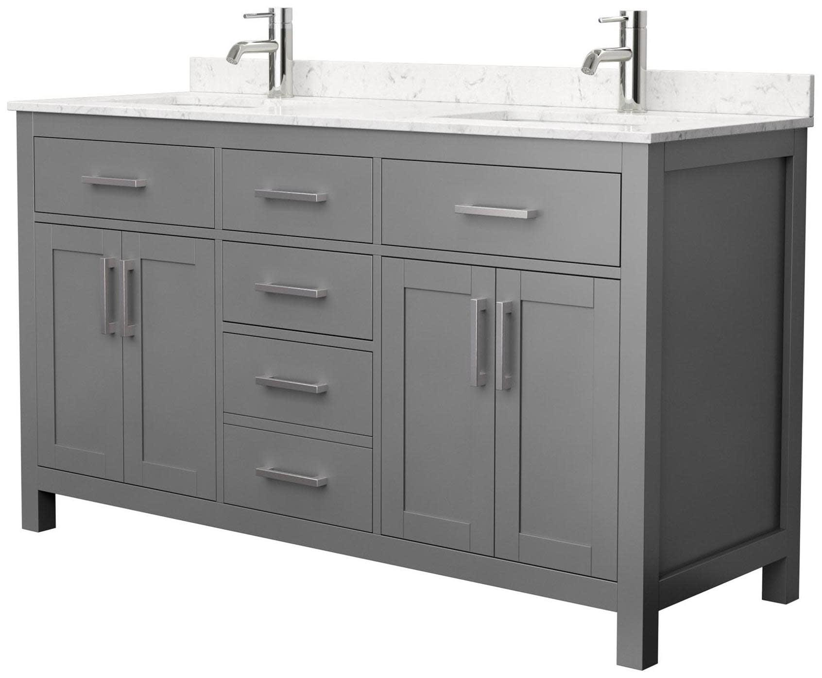 Beckett 60" Freestanding Double Bathroom Vanity with Cultured Marble Top