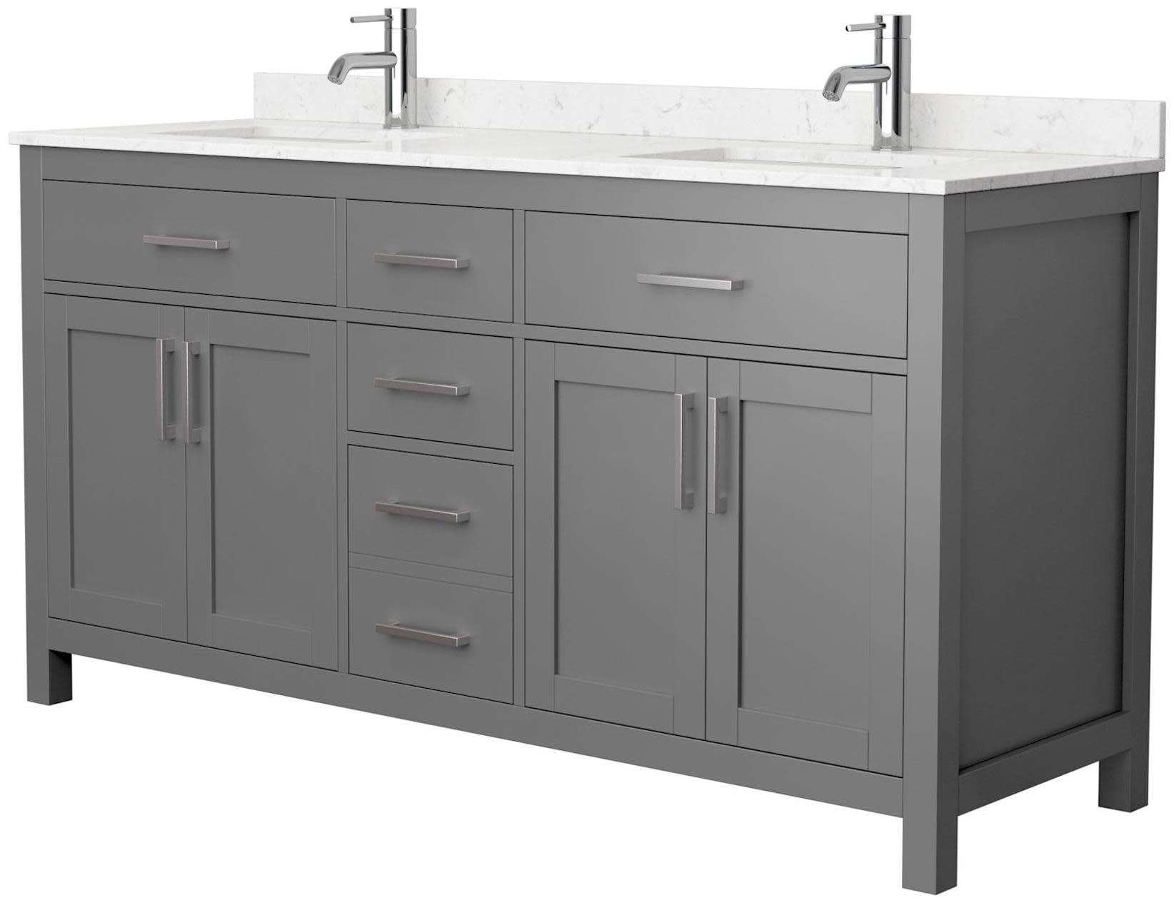 Beckett 66" Freestanding Double Bathroom Vanity with Cultured Marble Top