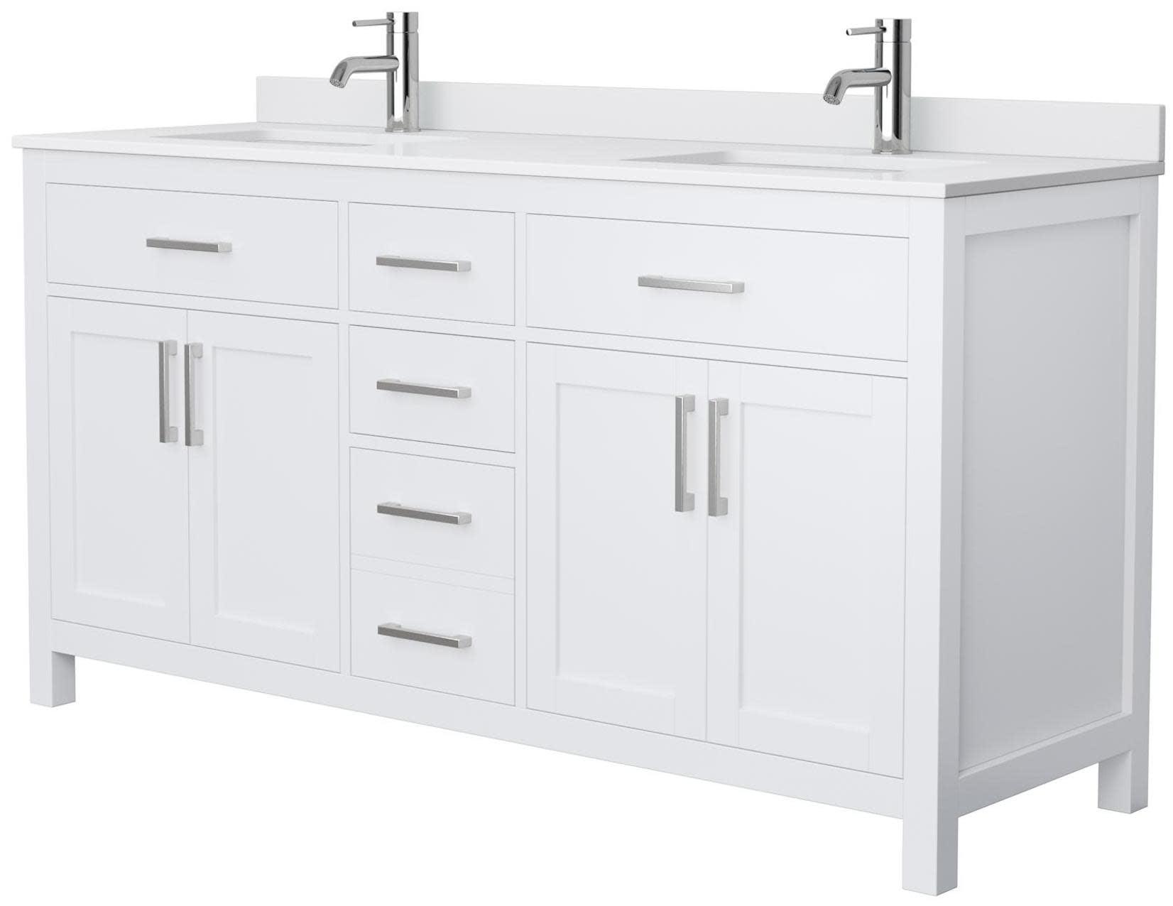 Beckett 66" Freestanding Double Bathroom Vanity with Cultured Marble Top