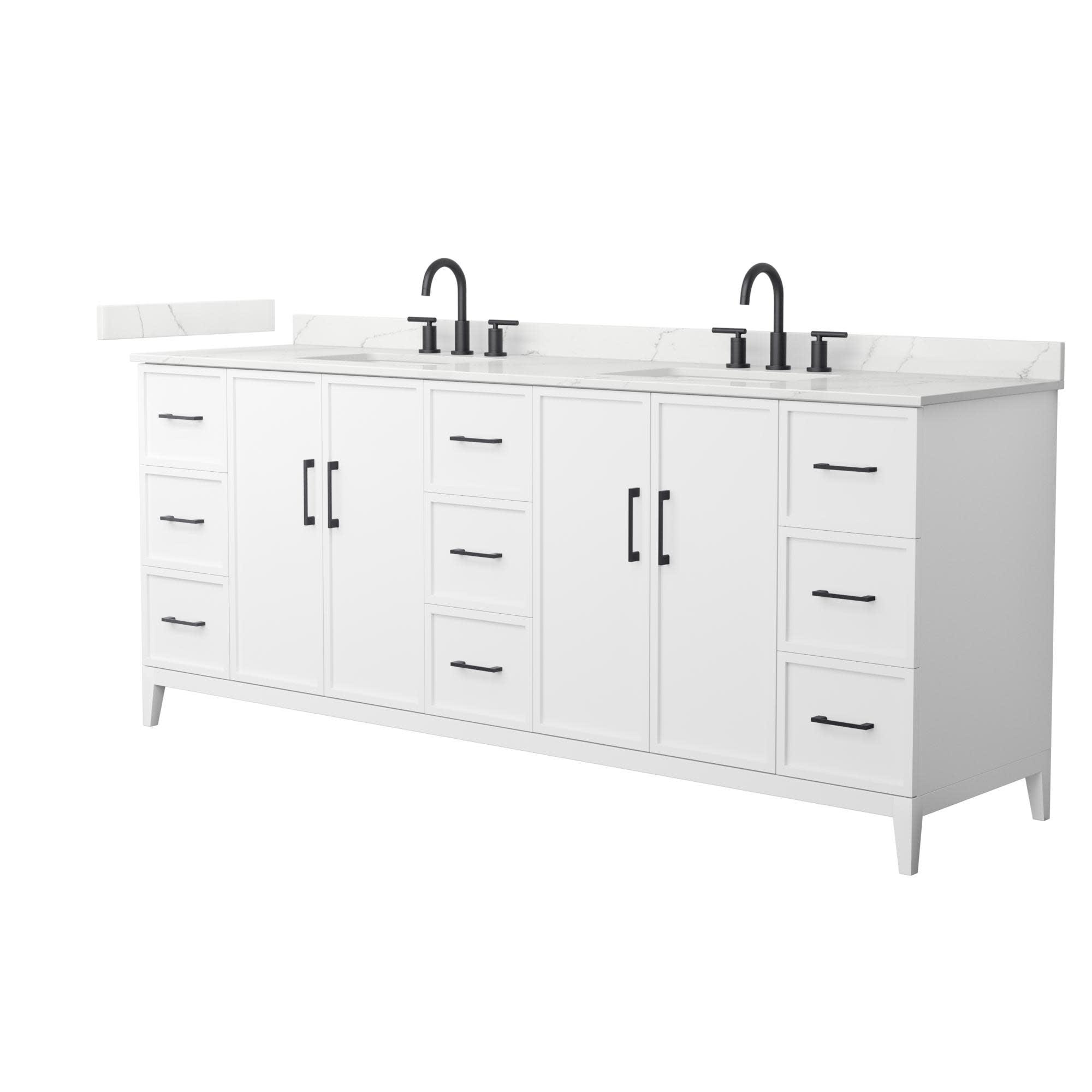 Wyndham Collection Elan 84'' Double Bathroom Vanity with Quartz Top