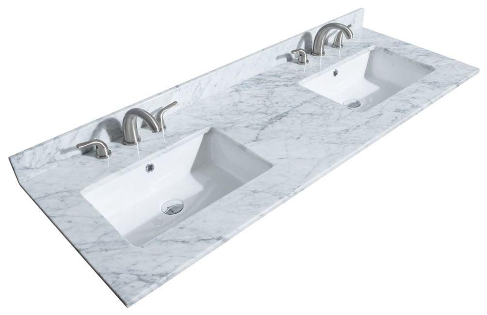 Wyndham Collection 60'' Marble Double Bathroom Vanity Top with Sink