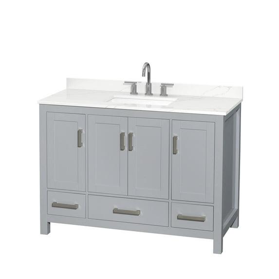 Wyndham Collection Sheffield 48" Freestanding Single Bathroom Vanity with Quartz Top